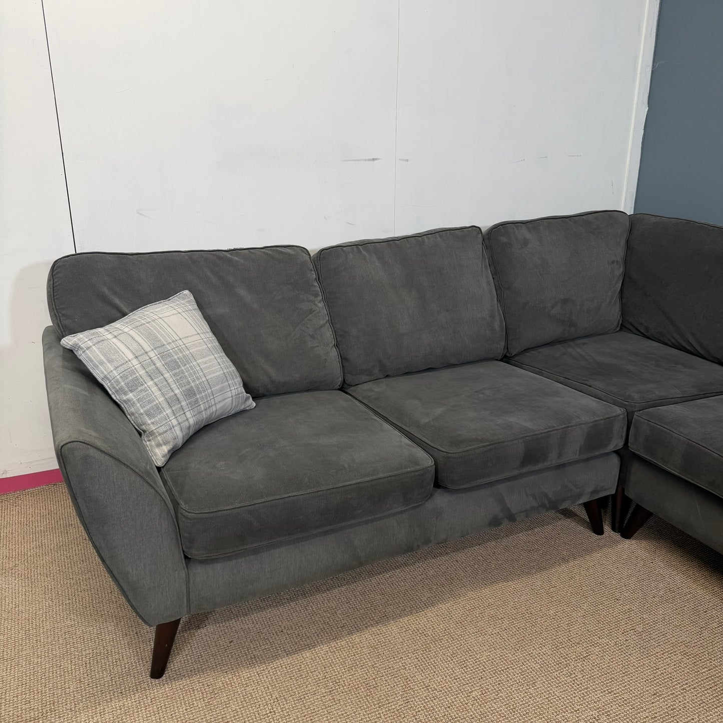 Large dfs Grey Fabric Corner Sofa