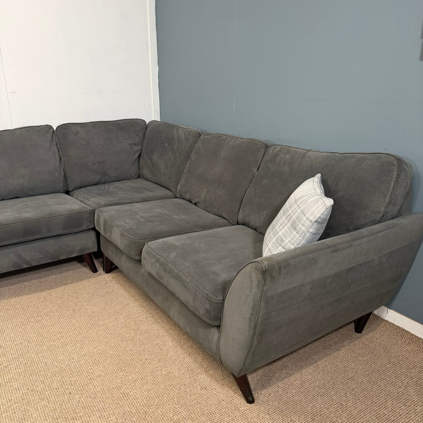 Large dfs Grey Fabric Corner Sofa