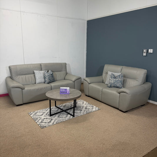egoitaliano Geunine Grey Italian Leather Sofa Set