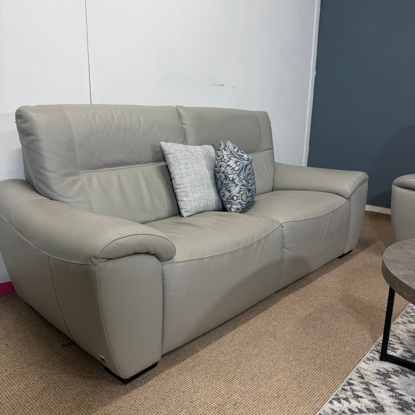 egoitaliano Geunine Grey Italian Leather Sofa Set