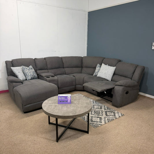 Large Grey Modular Corner Recliner & Chaise | Cupholders & Storage