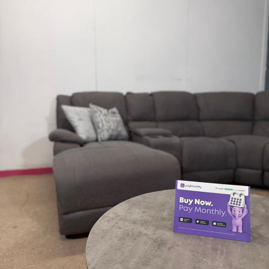 Large Grey Modular Corner Recliner & Chaise | Cupholders & Storage