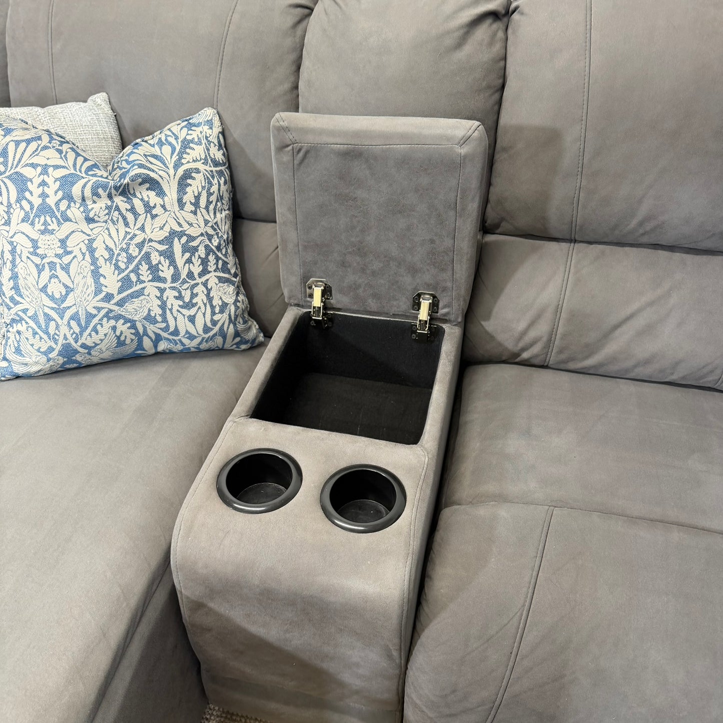 Large Grey Modular Corner Recliner & Chaise | Cupholders & Storage