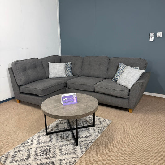 Dark Grey Button Back Corner Sofa