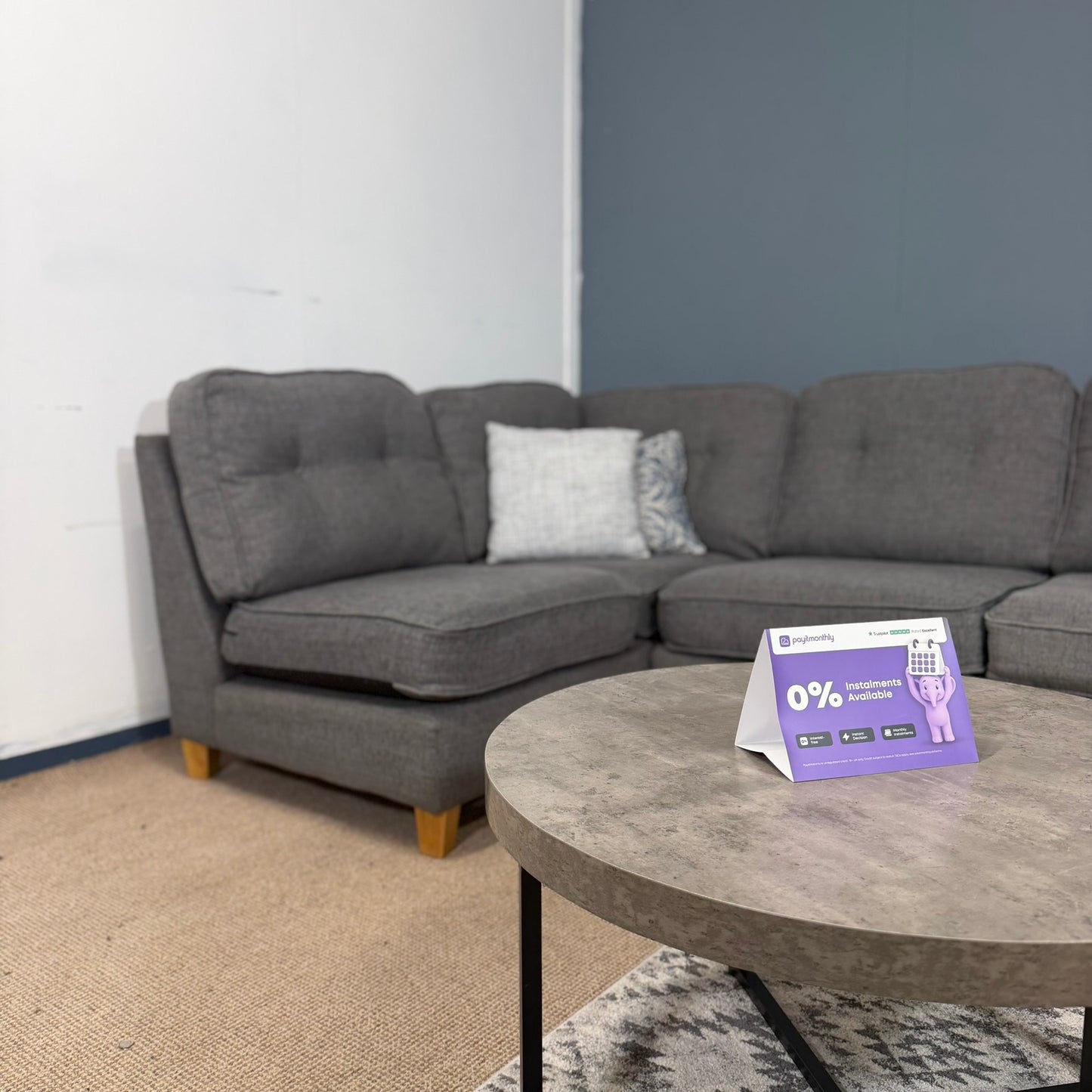 Dark Grey Button Back Corner Sofa