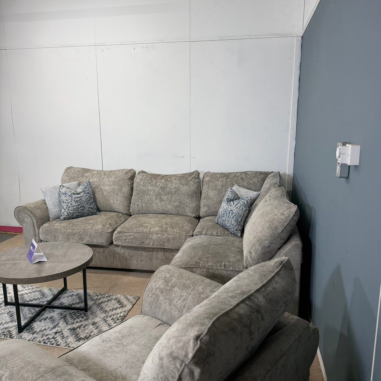 Large Stone / Greige Corner Sofa & Armchair