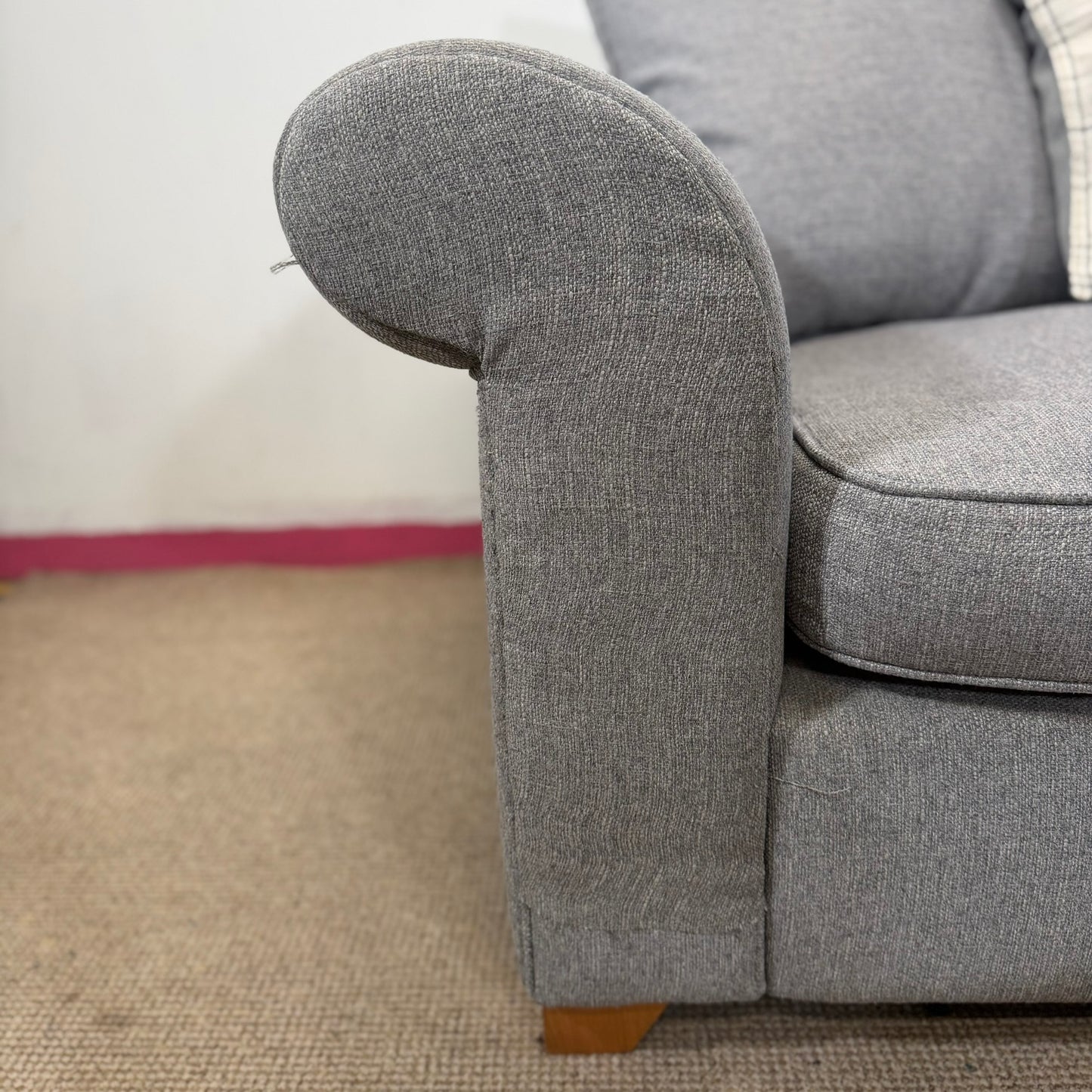 DFS Grey Fabric Corner Sofa & Footstool