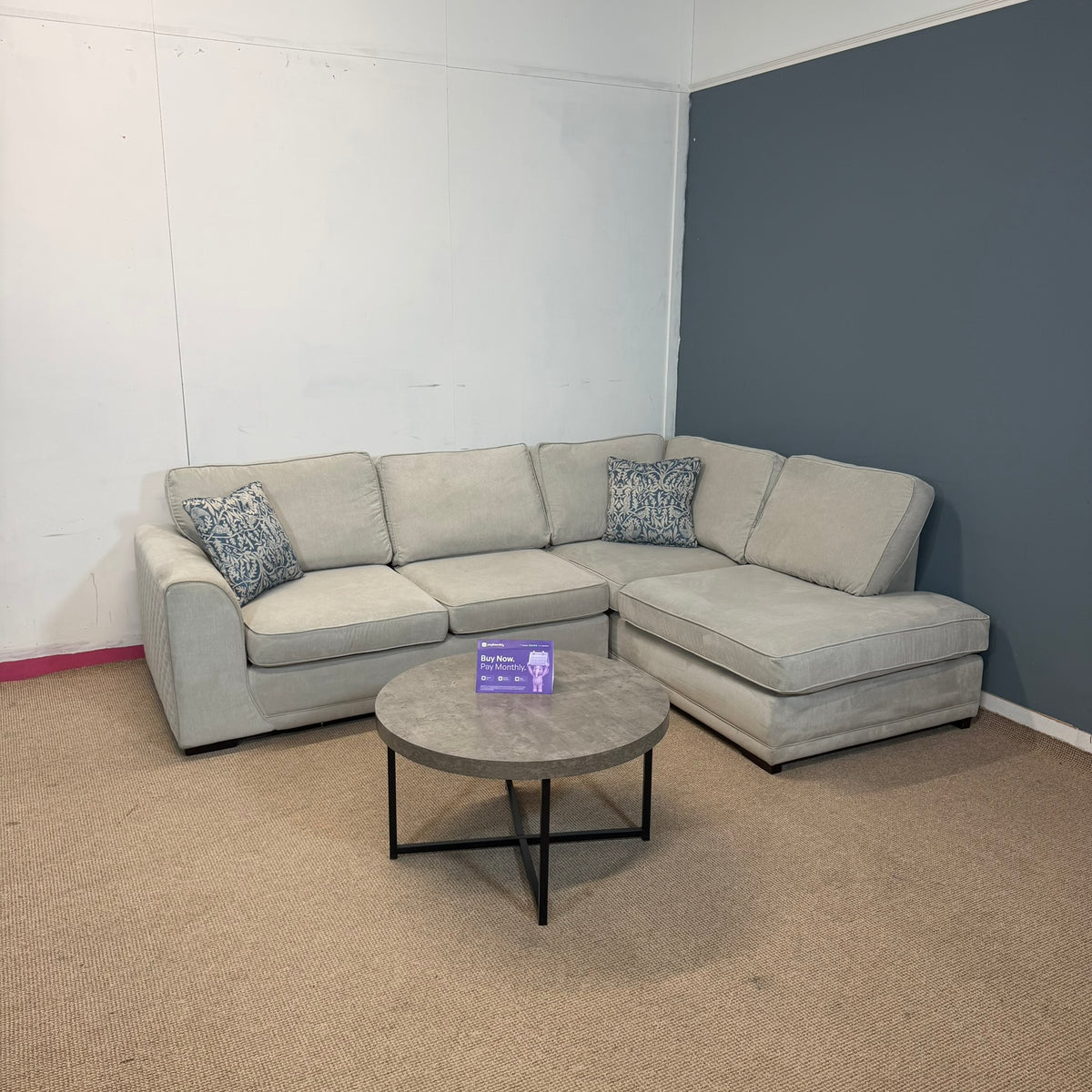 Cream/Silver dfs Orka Fabric Corner Sofa