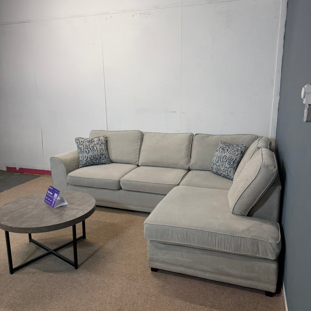 Cream/Silver dfs Orka Fabric Corner Sofa