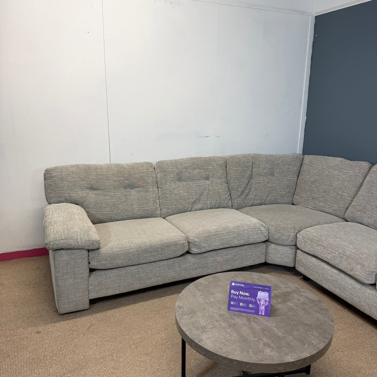 Large Thick Grey Fabric Corner Sofa