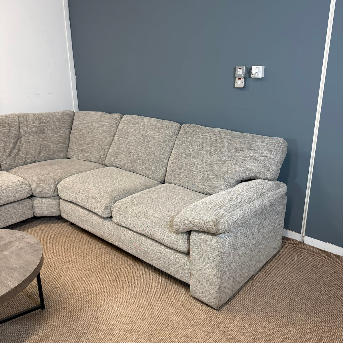 Large Thick Grey Fabric Corner Sofa