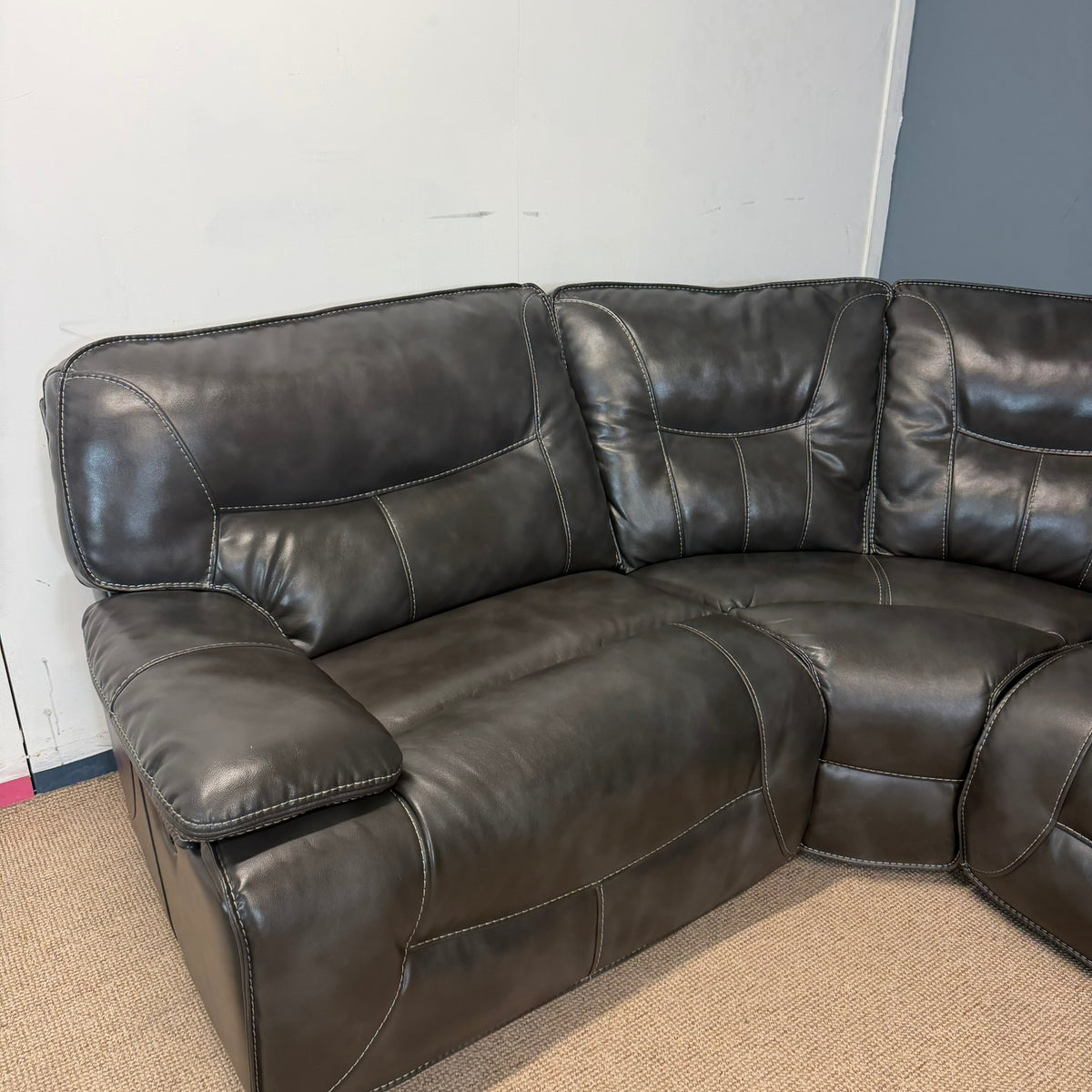 Black Genuine Leather Modular Corner Recliner