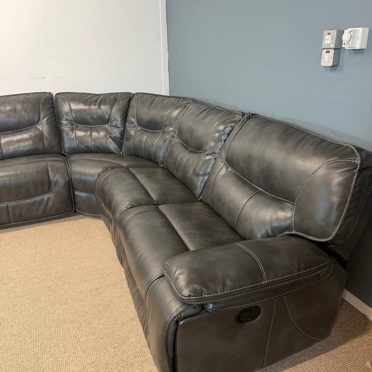 Black Genuine Leather Modular Corner Recliner
