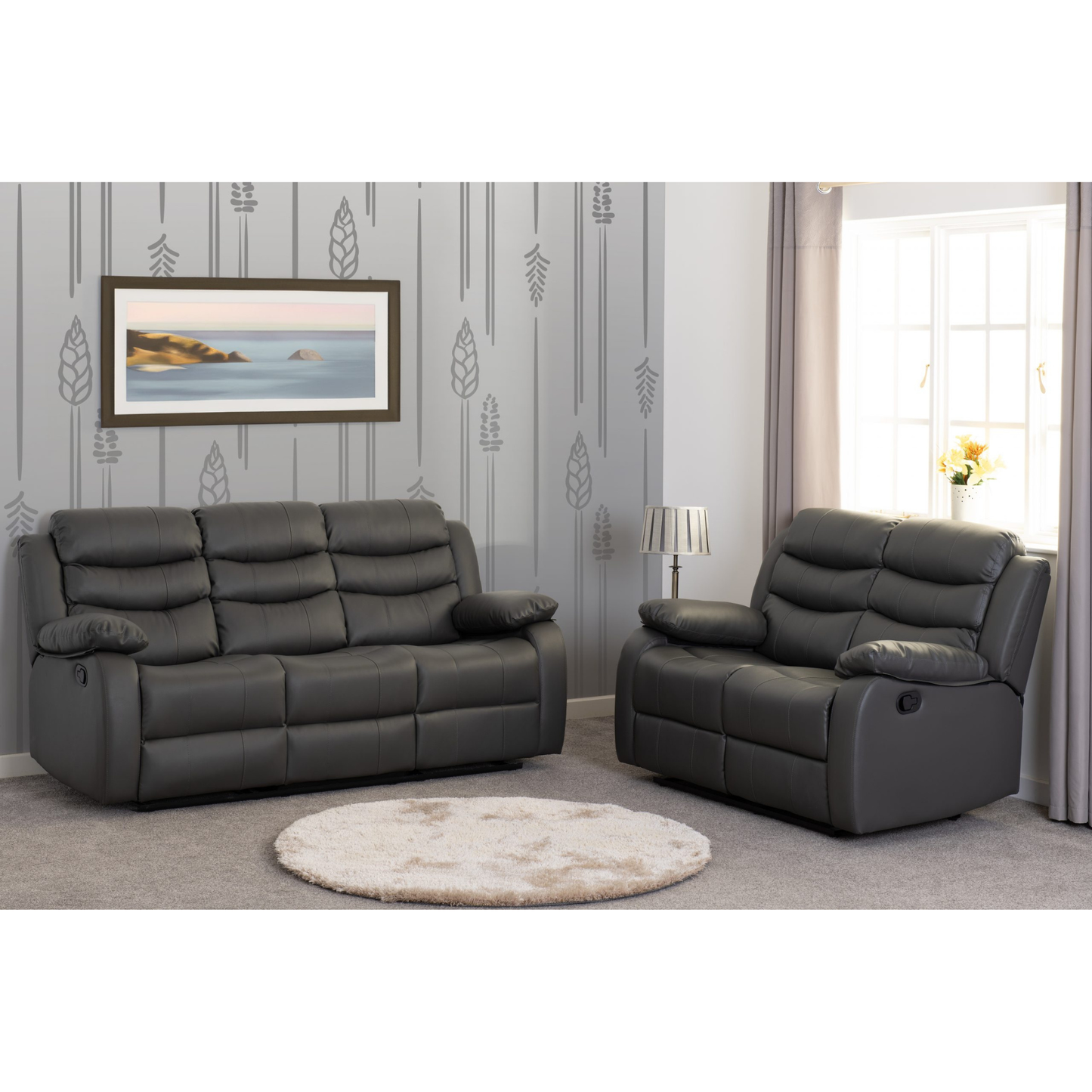 Roma Manual Recliner Three & Two Sofa Set